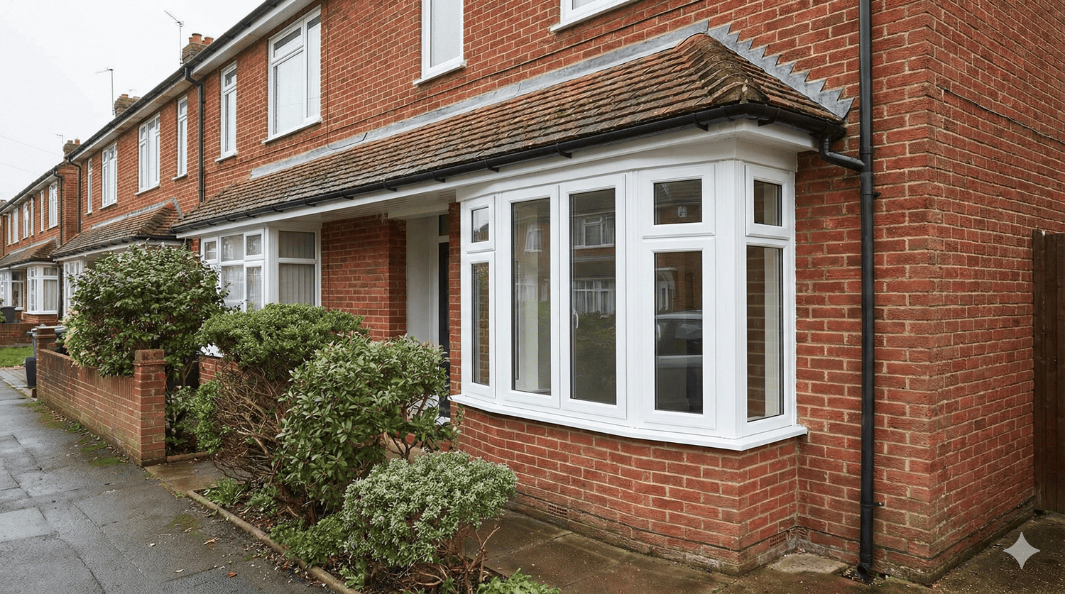 A UK street with new bay window supplied by uPVC trade manufacturers Nova Trade Frames