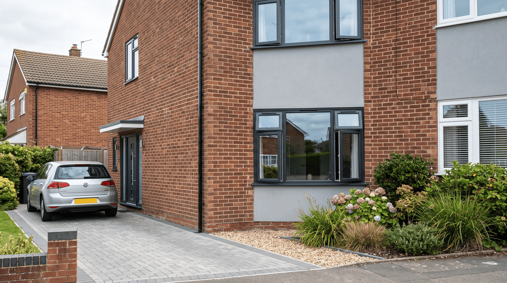 Aluminium casement windows installed on a modern UK home for trade installers